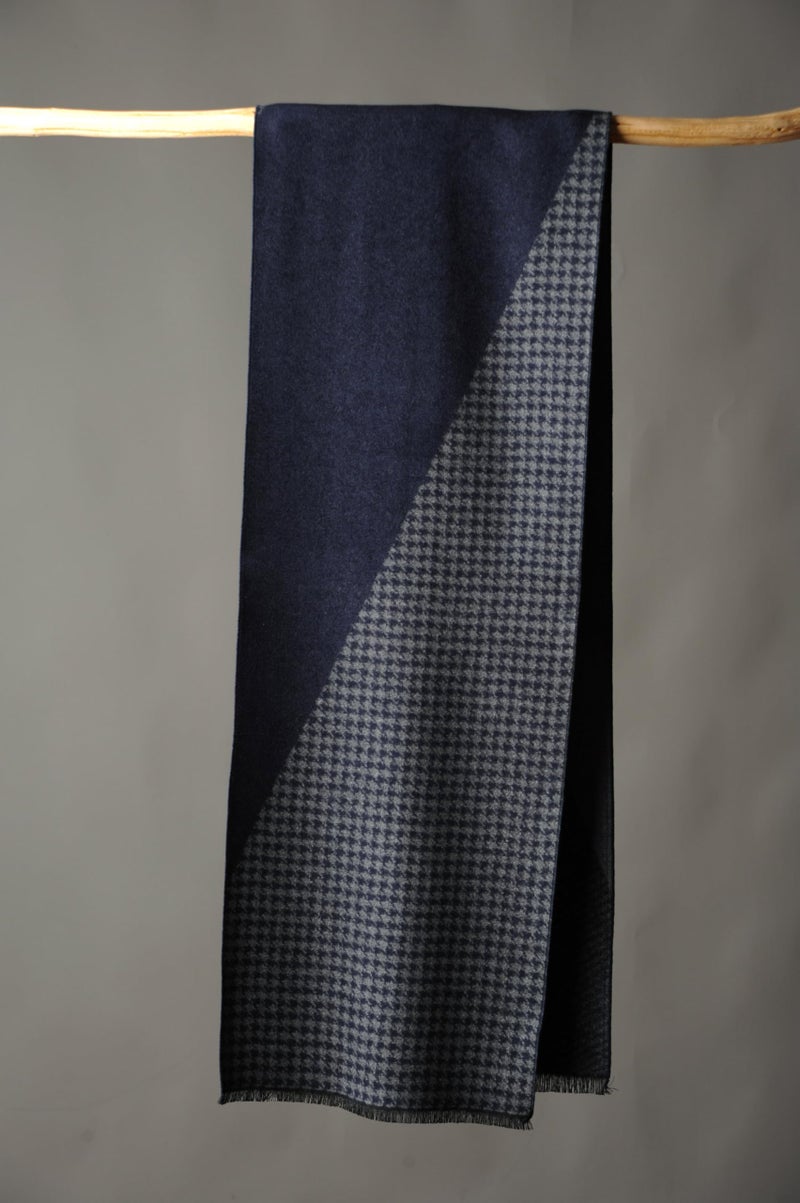 CUDDLE DREAMS Men's Silk Scarves, 100% Mulberry Silk Brushed, Luxuriously Soft (Navy Gray Houndstooth) - Image 3
